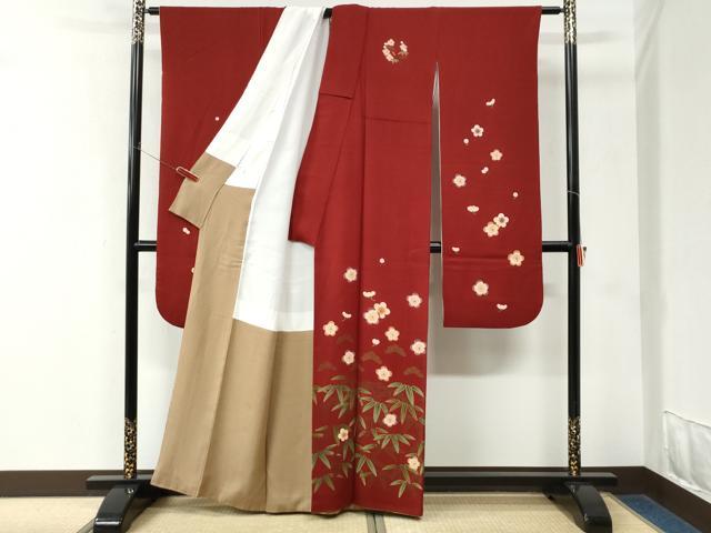 平和屋着物●こむさでもーど・COMME CA DU MODE 振袖 松竹梅 金彩 鬼しぼ縮緬 正絹 逸品 CABK7918yc