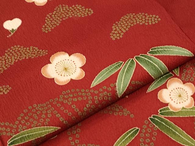 平和屋着物●こむさでもーど・COMME CA DU MODE 振袖 松竹梅 金彩 鬼しぼ縮緬 正絹 逸品 CABK7918yc