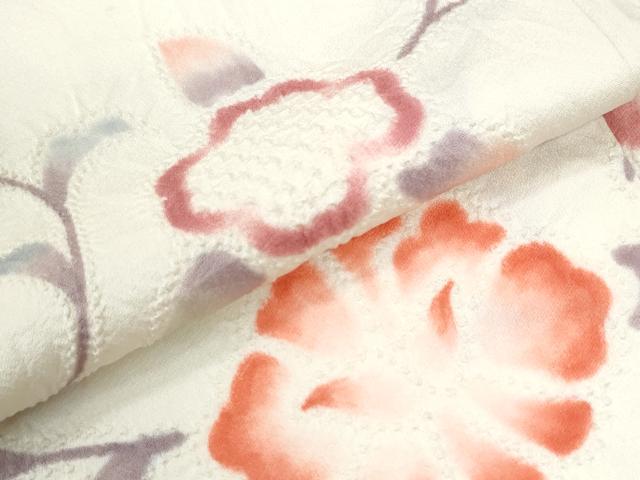 平和屋着物●上質な小紋 絞り 枝花文 正絹 逸品 CABK7922yc