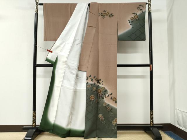 平和屋着物●訪問着 枝花文 暈し染め 金彩 正絹 逸品 CABK7927yc