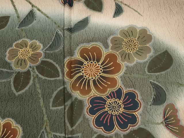 平和屋着物●訪問着 枝花文 暈し染め 金彩 正絹 逸品 CABK7927yc