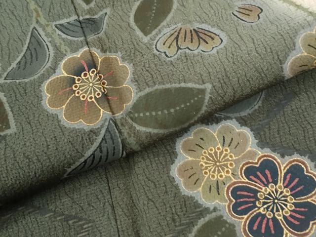 平和屋着物●訪問着 枝花文 暈し染め 金彩 正絹 逸品 CABK7927yc