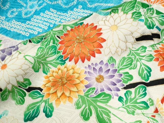 平和屋着物●豪華振袖 総絞り 駒刺繍 牡丹花文 金彩 正絹 逸品 CABK7936yc