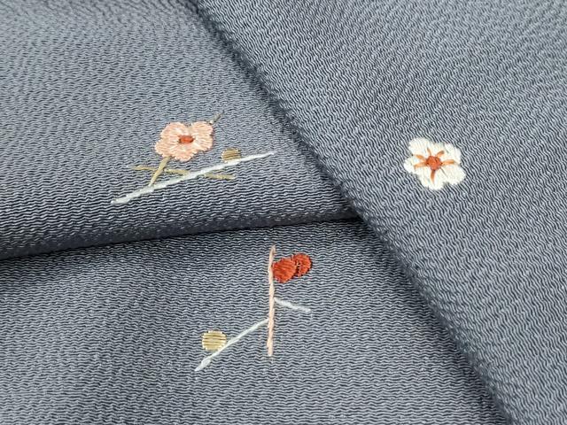 平和屋着物●訪問着 総刺繍 枝梅文 鬼しぼ縮緬 正絹 逸品 未使用 CABK7942yc