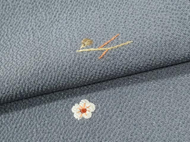 平和屋着物●訪問着 総刺繍 枝梅文 鬼しぼ縮緬 正絹 逸品 未使用 CABK7942yc