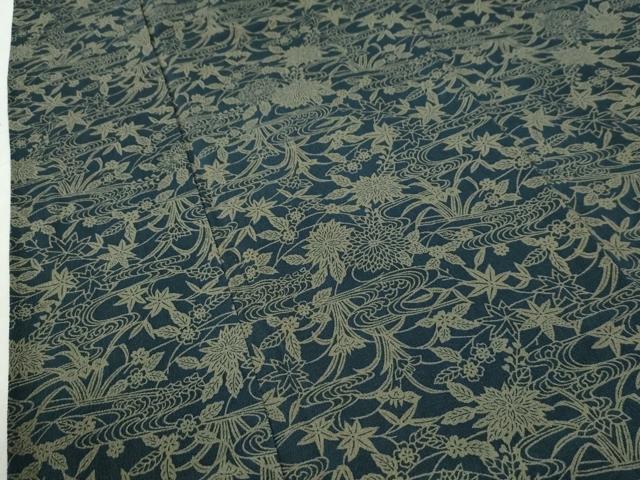 平和屋着物●上質な小紋 型染め 竜田川菊花文 正絹 逸品 CABK7944yc