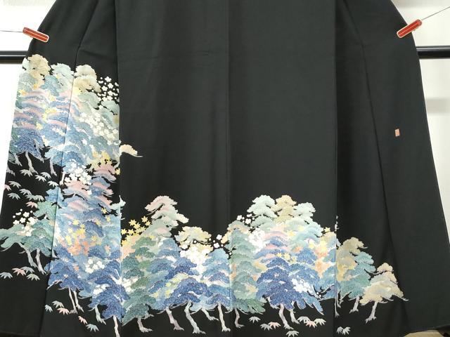 平和屋着物●本加賀友禅作家 毎田仁郎 黒留袖 松竹梅 正絹 逸品 CABK7945yc