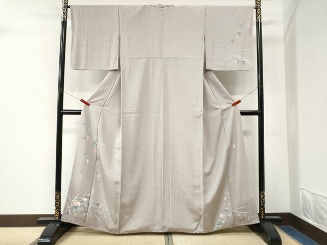 平和屋着物●訪問着 友禅 葡萄草花文 無落款 正絹 逸品 CABK7946yc