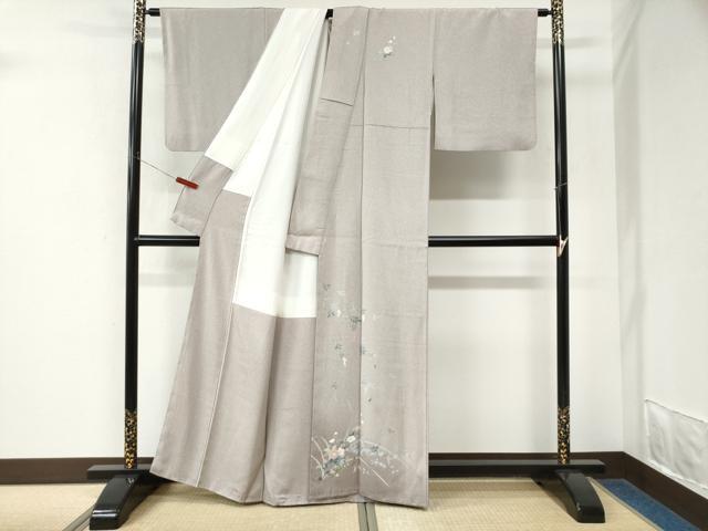 平和屋着物●訪問着 友禅 葡萄草花文 無落款 正絹 逸品 CABK7946yc
