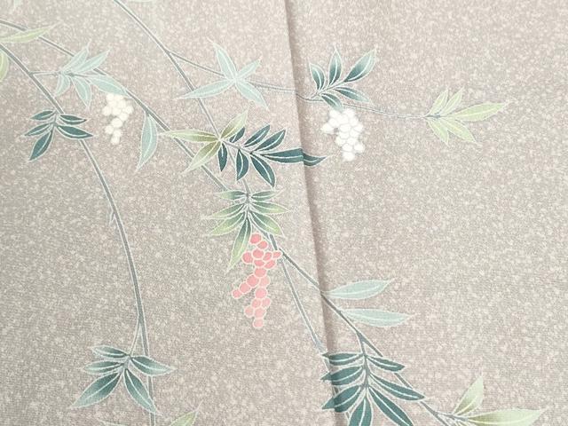 平和屋着物●訪問着 友禅 葡萄草花文 無落款 正絹 逸品 CABK7946yc