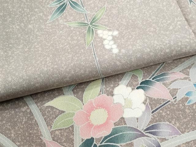 平和屋着物●訪問着 友禅 葡萄草花文 無落款 正絹 逸品 CABK7946yc