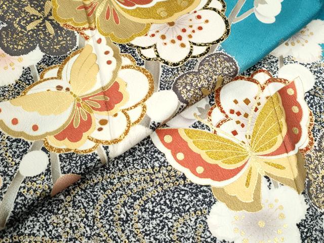 平和屋着物●豪華振袖 舞蝶枝梅文 暈し染め 金彩 正絹 逸品 CABK7966yc