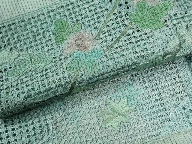 平和屋着物●中国三大刺繍 スワトウ刺繍 総刺繍 訪問着 本場縞大島紬 霞枝花文 正絹 逸品 CABK7972yc