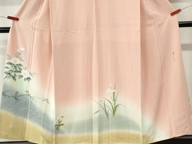 平和屋着物●染色作家 安達華生 訪問着 枝花文 暈し染め 正絹 逸品 未使用 CABK7984yc