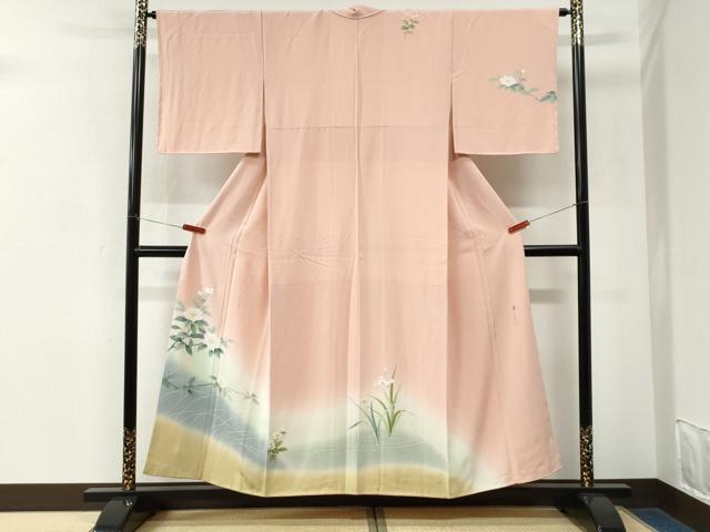 平和屋着物●染色作家 安達華生 訪問着 枝花文 暈し染め 正絹 逸品 未使用 CABK7984yc