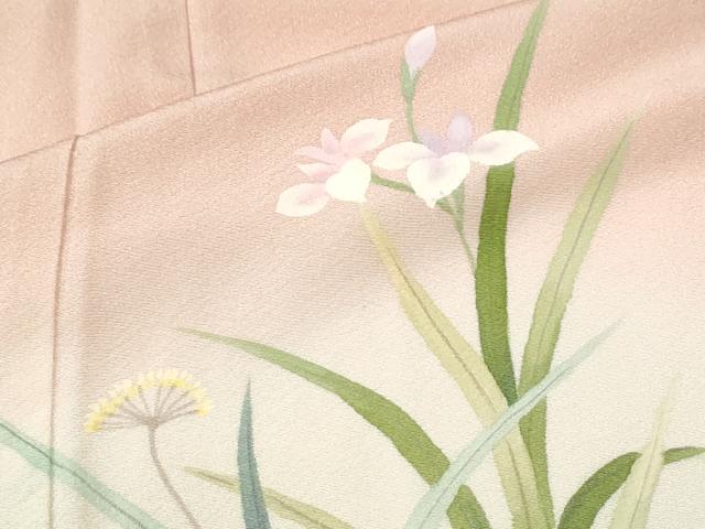 平和屋着物●染色作家 安達華生 訪問着 枝花文 暈し染め 正絹 逸品 未使用 CABK7984yc