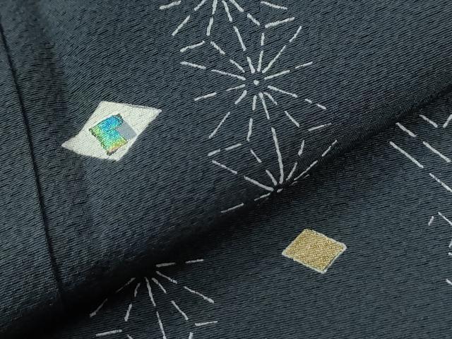 平和屋着物●訪問着 菱吉祥文 紺地 正絹 逸品 CABK7986yc