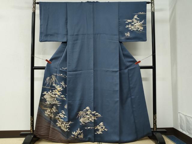 平和屋着物●訪問着 駒刺繍 枝垂れ柳松竹梅籬花文 金彩 正絹 逸品 CABK7987yc