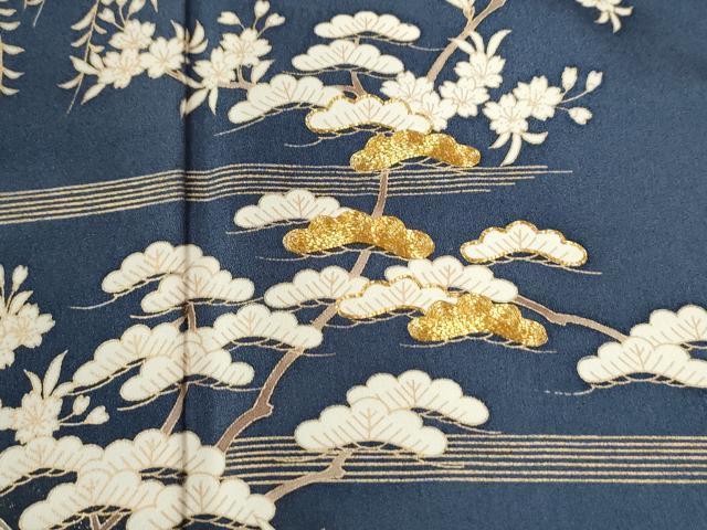 平和屋着物●訪問着 駒刺繍 枝垂れ柳松竹梅籬花文 金彩 正絹 逸品 CABK7987yc