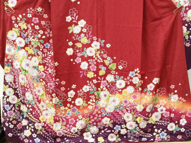 平和屋着物●豪華振袖 辻が花 絞り 暈し染め 銀通し地 京都きもの友禅扱い 正絹 逸品 CABK7992yc