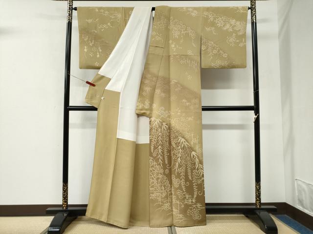 平和屋着物●訪問着 露芝吉祥花唐草文 暈し染め 金彩 三越扱い 正絹 逸品 CABK7995yc