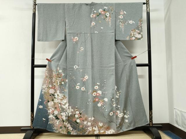 平和屋着物●訪問着 御所車牡丹花文 金彩 正絹 逸品 CABK7996yc