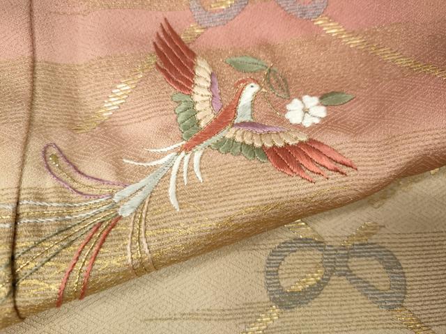 平和屋着物●訪問着 竹屋町刺繍 花喰い鳥 金彩 正絹 逸品 CABK8005ut