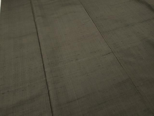 平和屋着物●上質な紬 色無地 海松茶色 正絹 逸品 CABK8011ut