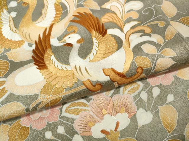 平和屋着物●豪華色留袖 駒刺繍 鳳凰更紗花文 金彩 正絹 逸品 CABK8013ut