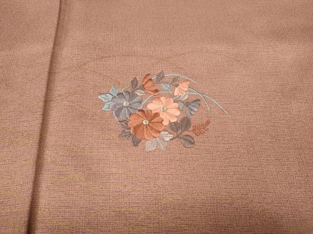 平和屋着物●訪問着 刺繍 芝草花文 暈し染め 金彩 正絹 逸品 CABK8017ut