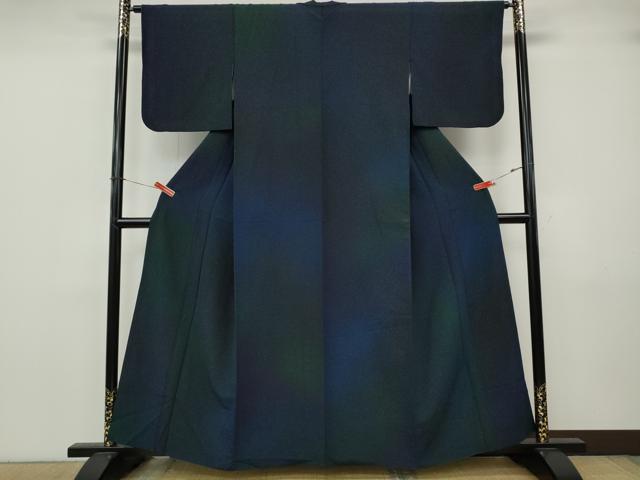 平和屋着物●上質な小紋 霞文 暈し染め 銀通し地 正絹 逸品 CABK8021ut