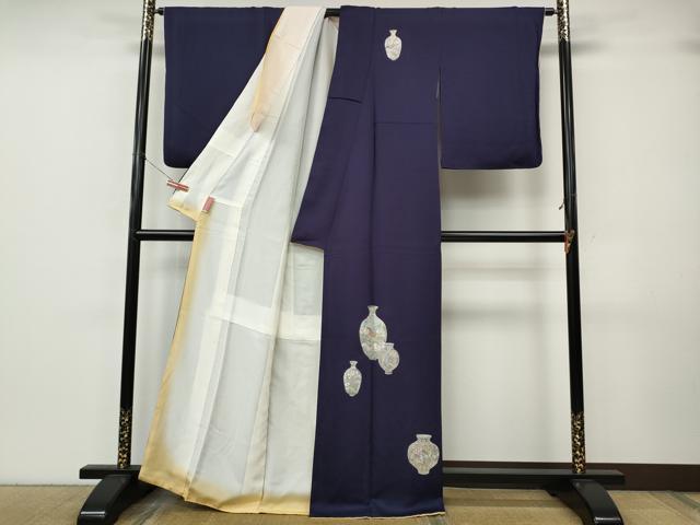 平和屋着物●訪問着 総刺繍 陶器花鳥文 金糸 正絹 逸品 CABK8024ut