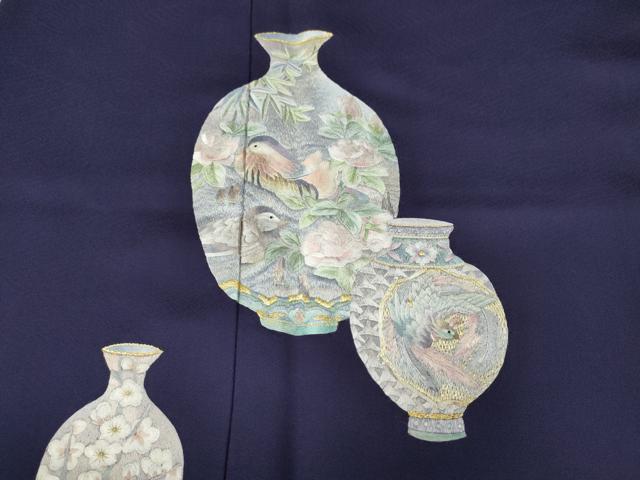 平和屋着物●訪問着 総刺繍 陶器花鳥文 金糸 正絹 逸品 CABK8024ut