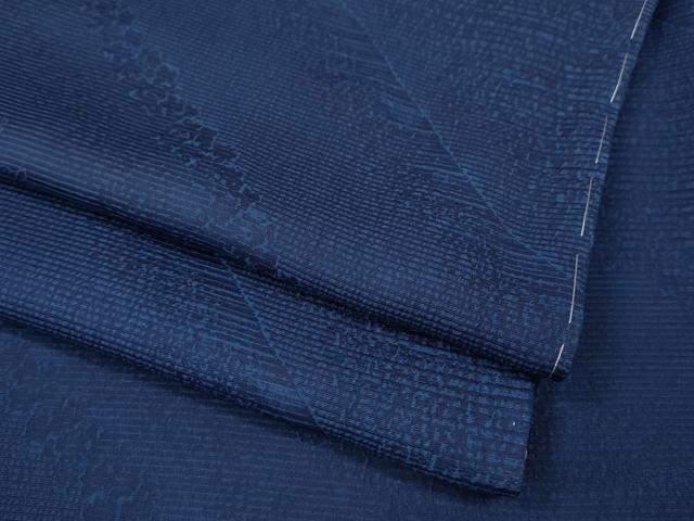 平和屋着物●上質なお召 藍 斜線吉祥文 正絹 逸品 CABK8030ut