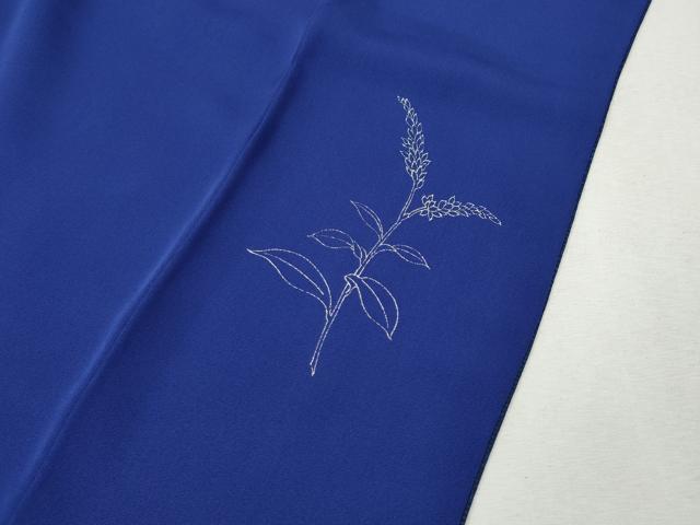 平和屋着物●上質なお召 藍 斜線吉祥文 正絹 逸品 CABK8030ut