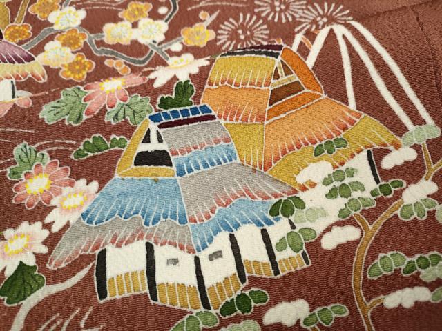 平和屋着物●訪問着 友禅 御所解花文 鬼しぼ縮緬 正絹 逸品 CABK8045ut