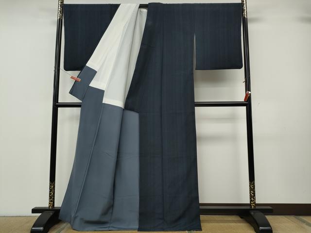 平和屋着物●本塩沢 110亀甲 間道 正絹 逸品 CABK8048ut