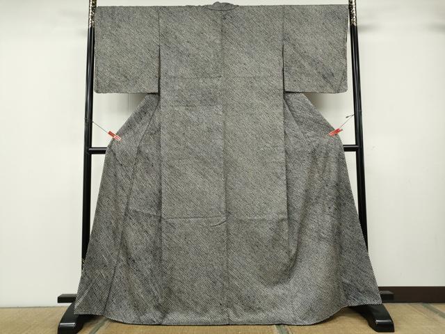 平和屋着物●大変加工の良い総絞り小紋 黒地 正絹 逸品 CABK8052ut