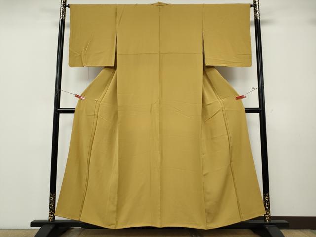 平和屋着物●上質な色無地 黃土色 正絹 逸品 CABK8055ut