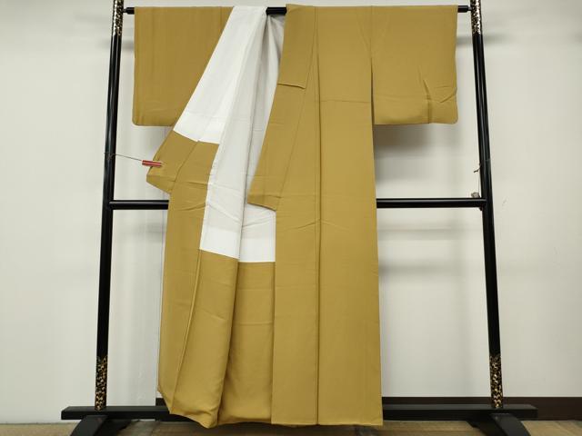 平和屋着物●上質な色無地 黃土色 正絹 逸品 CABK8055ut