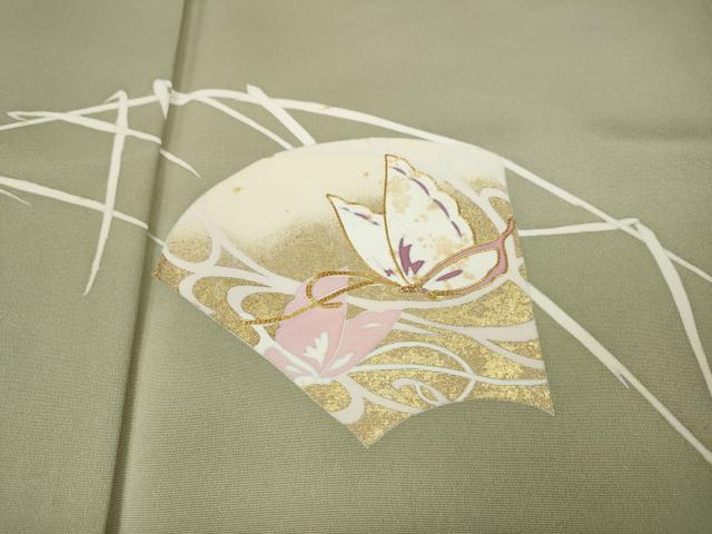 平和屋着物●訪問着 駒刺繍 地紙花蝶文 金彩 正絹 逸品 CABK8059ut