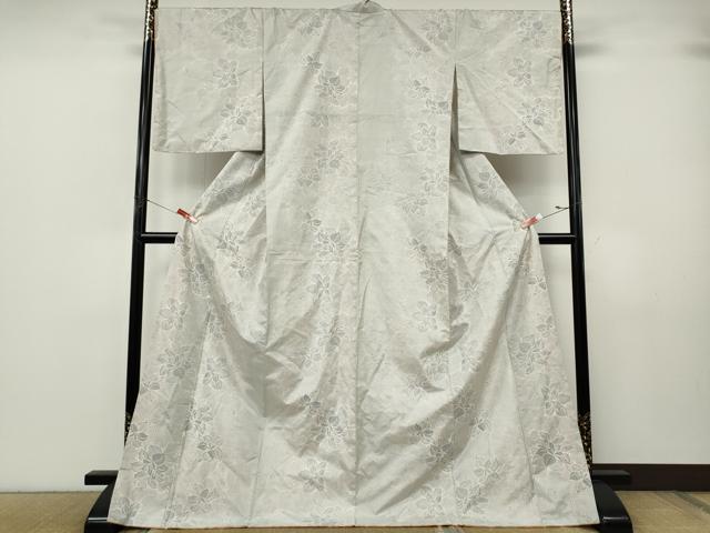 平和屋着物●本場大島紬 白大島 9マルキ 蔦の葉花文 ロング丈 正絹 逸品 CABK8061ut