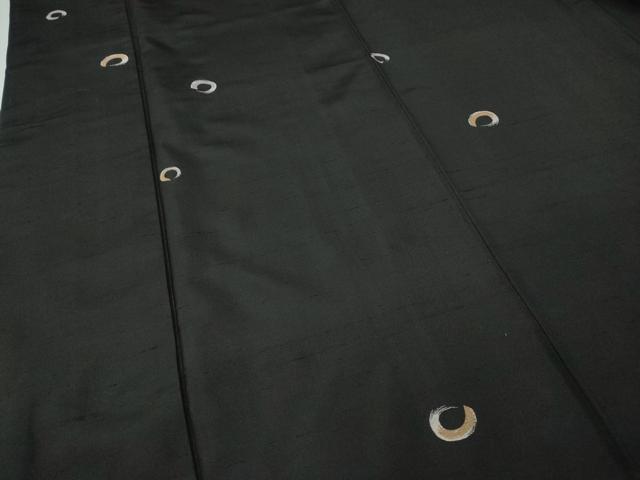 平和屋着物●上質な紬 丸文 黒地 正絹 逸品 CABK8062ut