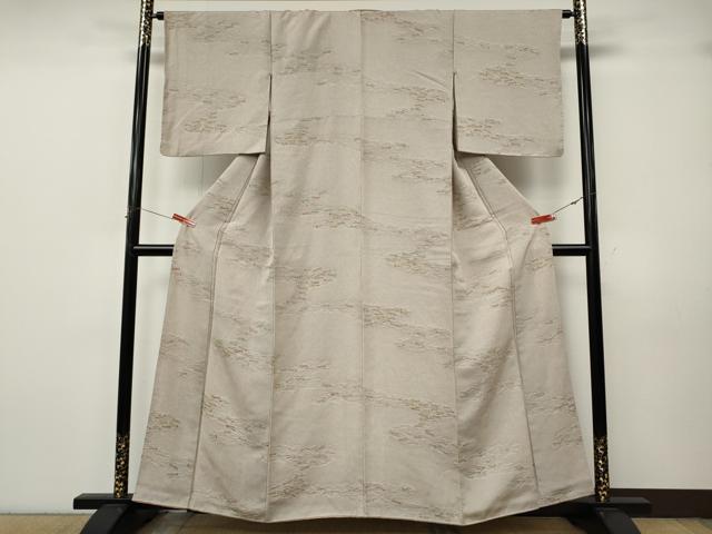 平和屋着物●上質な小紋 地紋起こし エ霞こぼれ松葉文 正絹 逸品 CABK8068ut