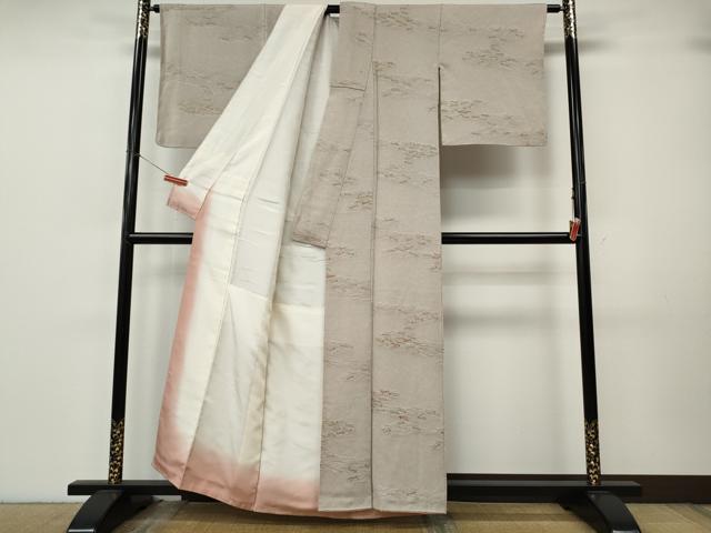 平和屋着物●上質な小紋 地紋起こし エ霞こぼれ松葉文 正絹 逸品 CABK8068ut