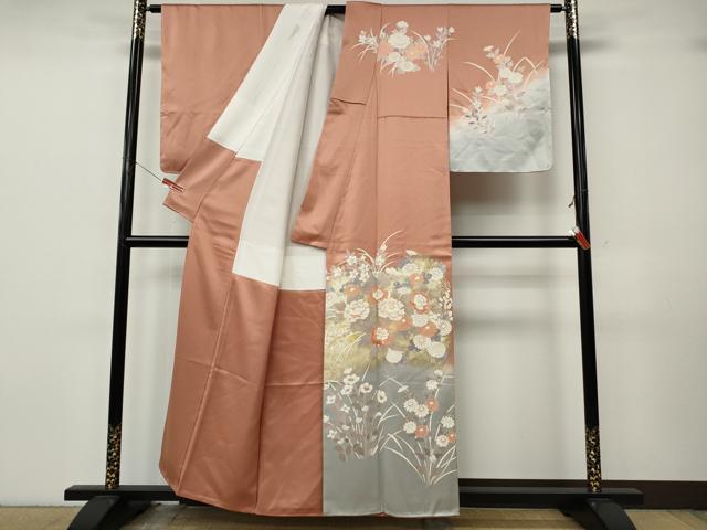 平和屋着物●訪問着 駒刺繍 草花文 暈し染め 金彩 正絹 逸品 CABK8072ut