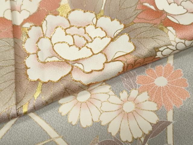 平和屋着物●訪問着 駒刺繍 草花文 暈し染め 金彩 正絹 逸品 CABK8072ut