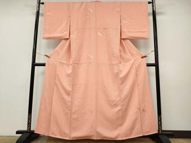 平和屋着物●上質な色無地 扇面花地紋 一斤染色 正絹 逸品 CABK8086ut
