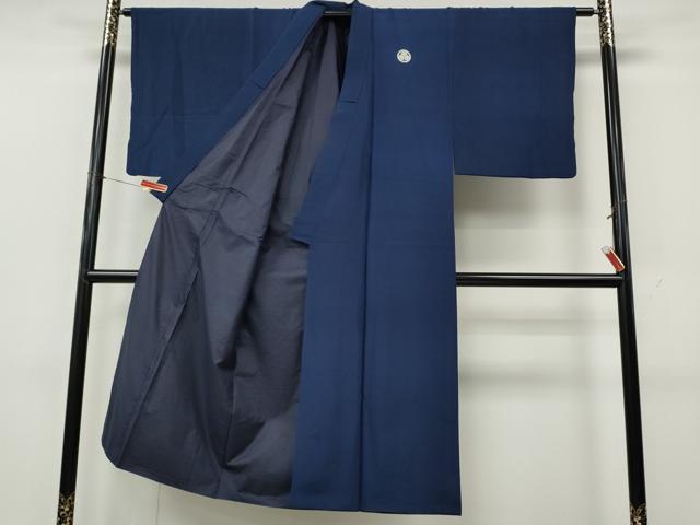 平和屋着物●男性 色紋付 濃藍色 正絹 逸品 CABK8093ut