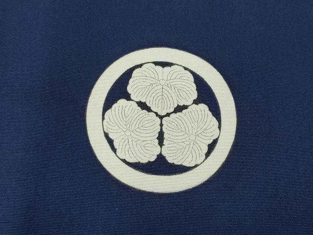 平和屋着物●男性 色紋付 濃藍色 正絹 逸品 CABK8093ut
